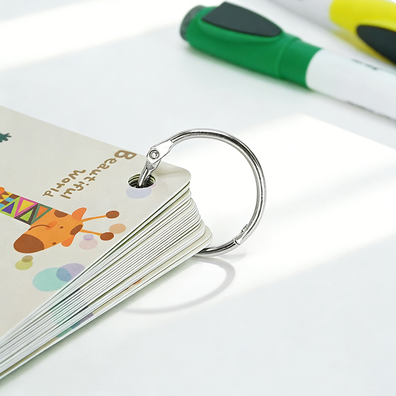 jungle adventure kids reusable writable flashcard set includes dual-color magic pens and metal ring binding-4