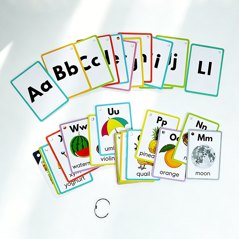 rainbow alphabet kids english flashcard set includes 26 letters 100 common words-2